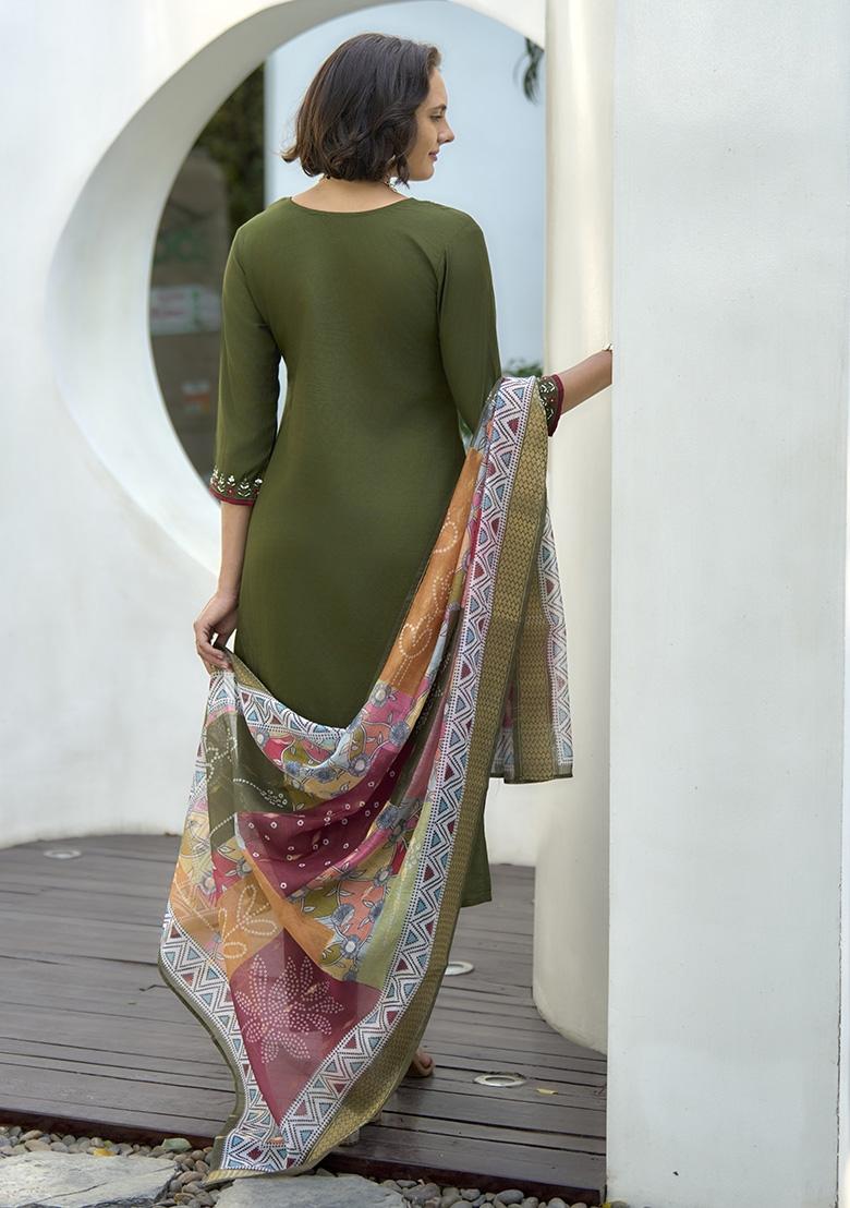 Green Vatican Printed Kurta Set