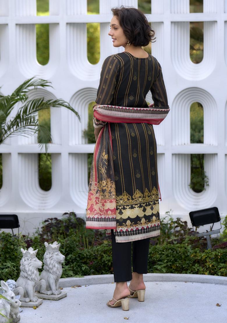 Multi Silk Blend Printed Kurta Set