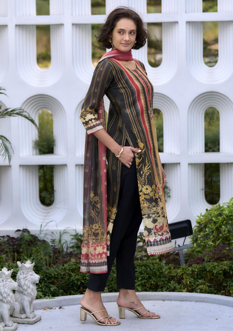 Multi Silk Blend Printed Kurta Set