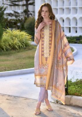 Purple Silk Blend Printed Kurta Set