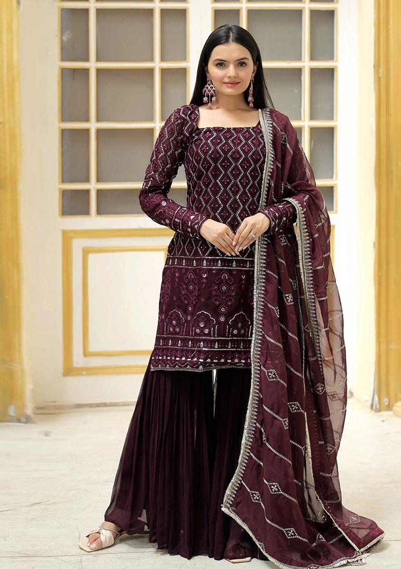 White And Blue Printed Viscose Salwar Kameez With Dupatta