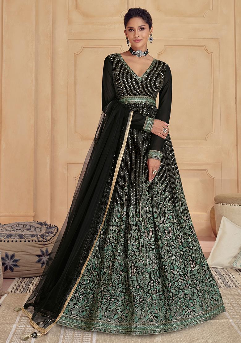Black Georgette Sequin Embroidered Salwar Kameez With Dupptta