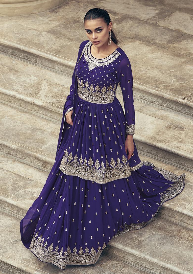 Purple Georgette Embroidered Salwar Kameez With Dupptta