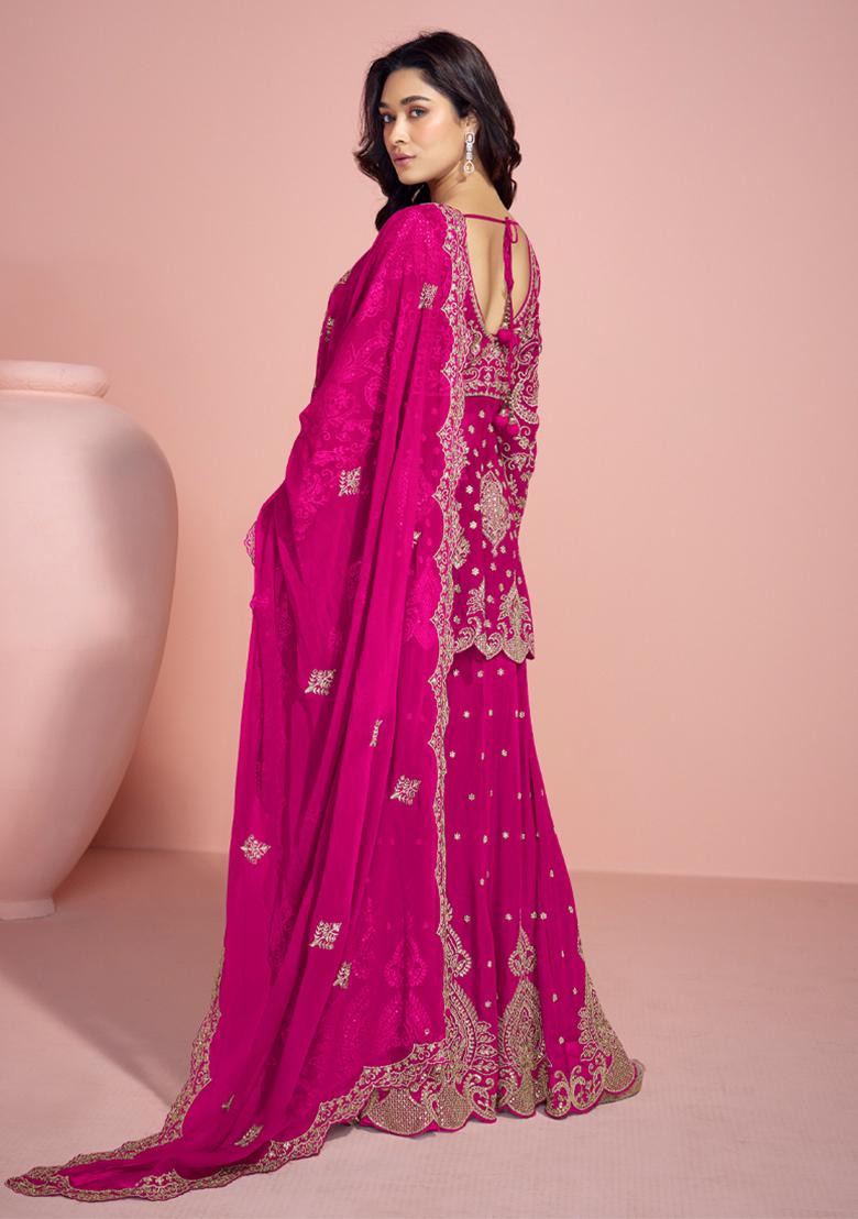 Pink Georgette Sequin Embroidered Salwar Kameez With Dupptta