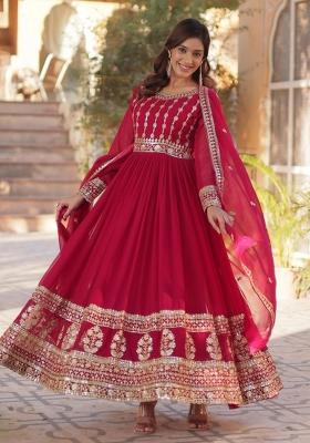 Pink Poly Blend Sequin Embroidered Salwar Kameez With Dupptta