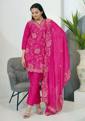 Pink Chinnon Sequin Embroidered Salwar Kameez With Dupptta