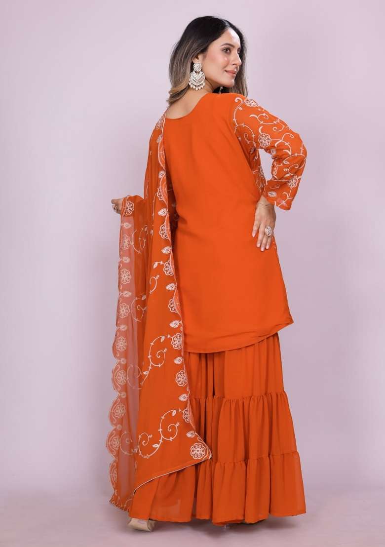 Fenta Chikankari Georgette Sharara Set - Indya