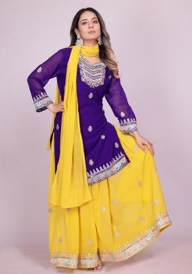 Blue Georgette Sequin Embroidered Salwar Kameez With Dupptta