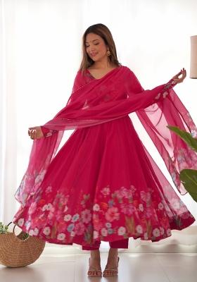 Pink Silk Embroidered Salwar Kameez With Dupptta