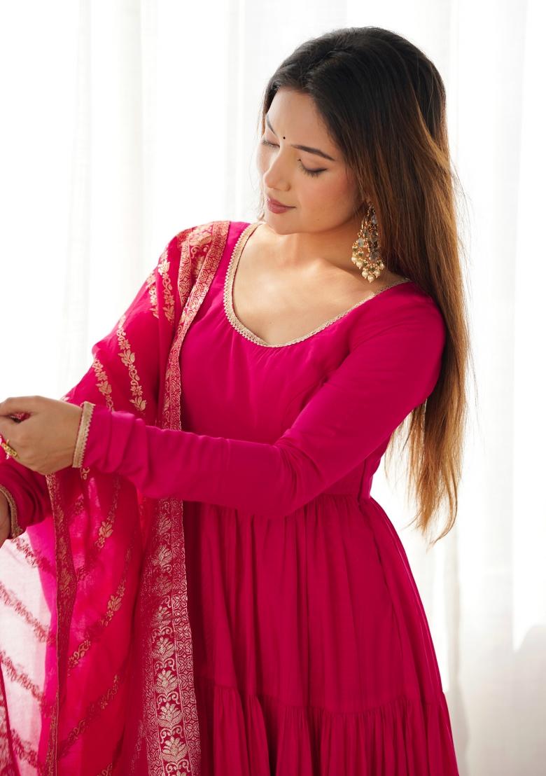 Pink Silk Embroidered Salwar Kameez With Dupptta