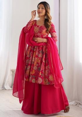 Ranipink Silk Printed Salwar Kameez With Dupptta