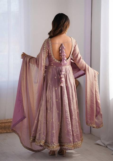 Pink Silk Sequin Embroidered Salwar Kameez With Dupptta