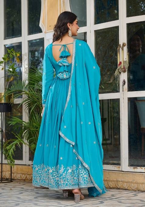 Sky Silk Sequin Embroidered Salwar Kameez