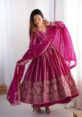 Pink Georgette Sequin Embroidered Salwar Kameez With Dupptta