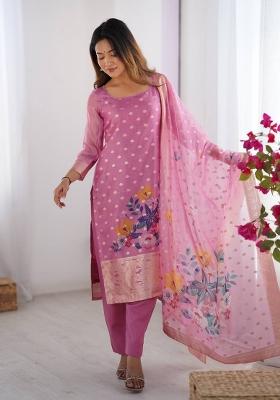 Lightpink  Chanderi Jacquard Salwar Kameez