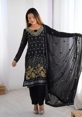 Black Georgette Sequin Embroidered Salwar Kameez With Dupptta
