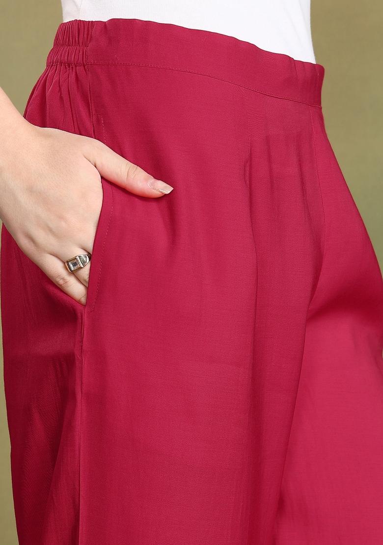 Pink Embroidered Viscose Salwar Kameez Set