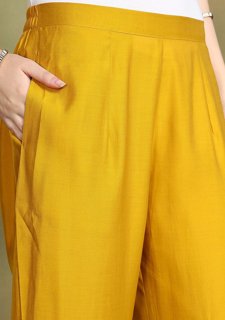 Mustard Embroidered Viscose Salwar Kameez Set