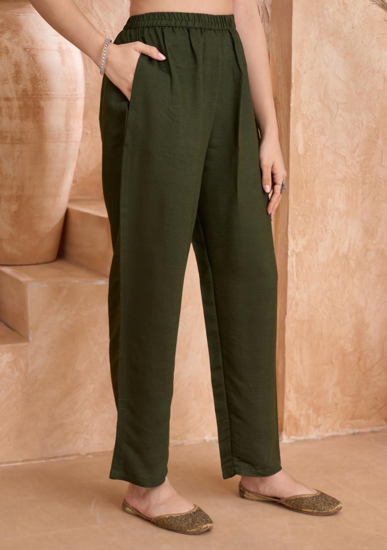 Green Embroidered Silk Salwar Kameez With Dupatta