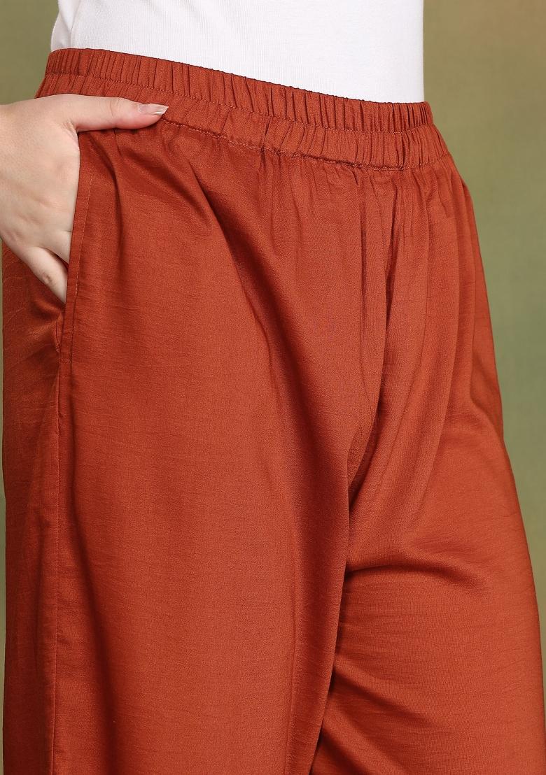 Brown Embroidered Silk Salwar Kameez With Dupatta