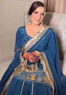 Blue Embroidered Silk Salwar Kameez With Dupatta