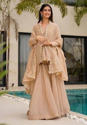 Cream Embroidered Organza Salwar Kameez With Dupatta