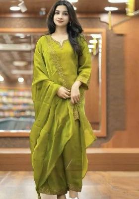 Mahendi Embroidered Organza Salwar Kameez With Dupatta