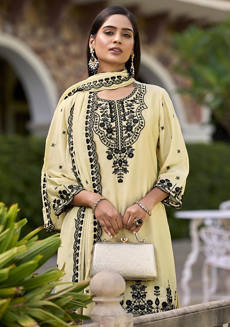 Chiku Embroidered Silk Sharara Set With Dupatta