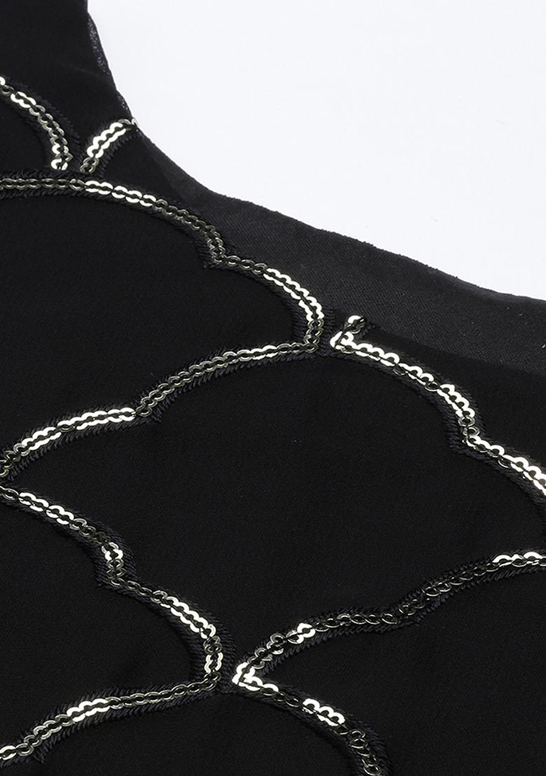 Black Embroidered Georgette Salwar Kameez With Dupatta