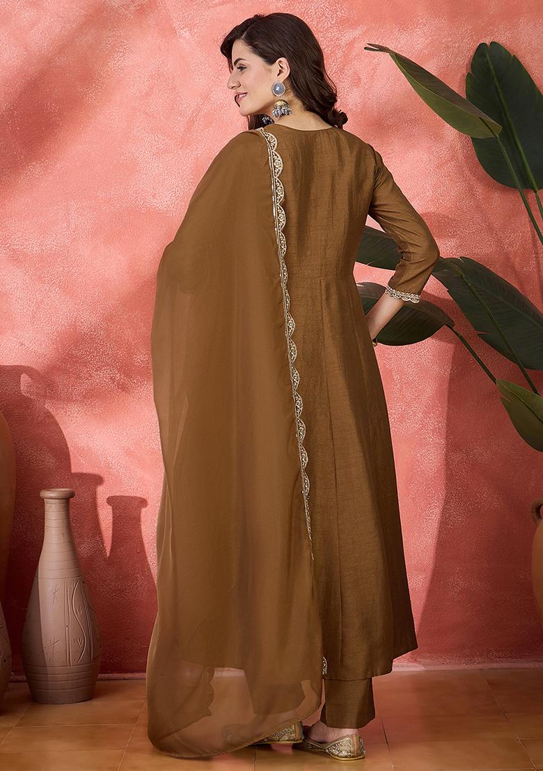 Pink Embroidered Silk Salwar Kameez With Dupatta