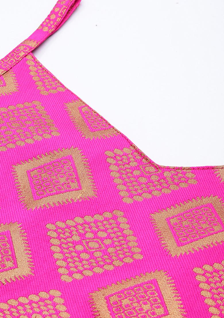 Pink Embroidered Silk Salwar Kameez With Dupatta