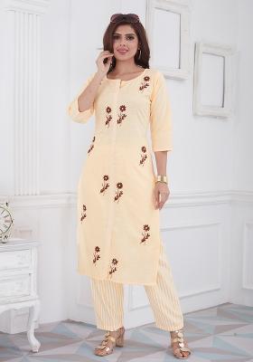 Grey Embroidered Cotton Salwar Kameez