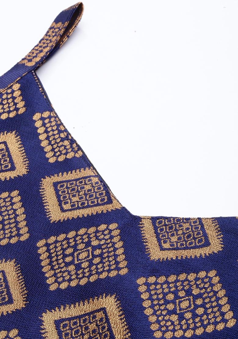 Blue Embroidered Silk Salwar Kameez With Dupatta