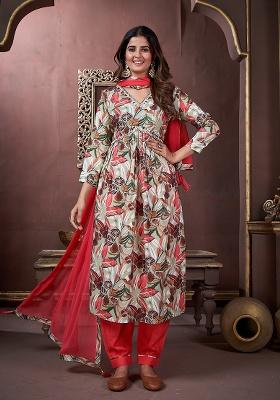 Multi Printed Rayon Salwar Kameez With Dupatta