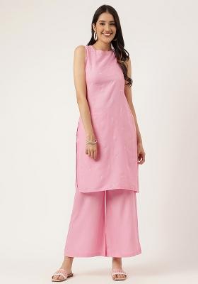 Pink Embroidered Rayon Salwar Kameez