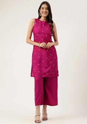 Pink Embroidered Rayon Salwar Kameez