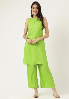 Green Embroidered Rayon Salwar Kameez