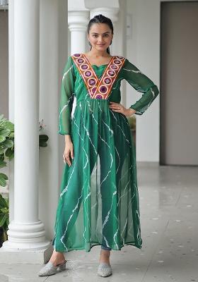 Green Printed Georgette Kurti
