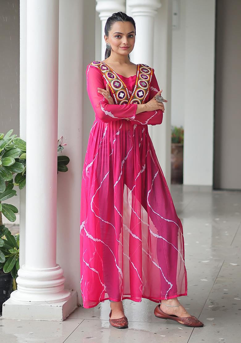 Pink Printed Georgette Kurti