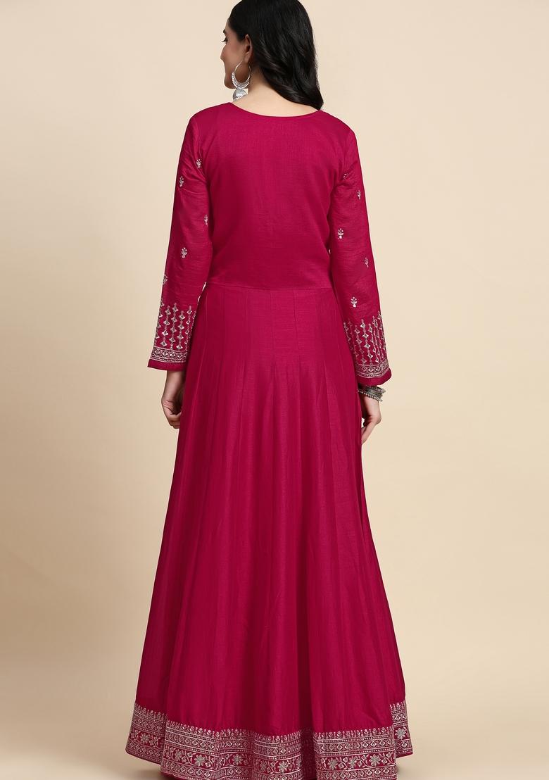 Pink Embroidered Silk Kurta Set