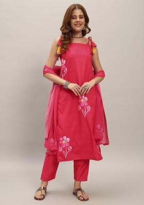 Maroon Printed Georgette Salwar Kameez With Dupatta