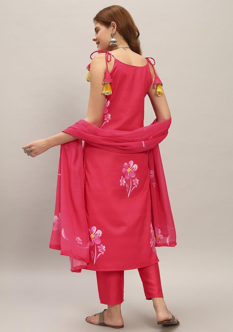 Maroon Printed Georgette Salwar Kameez With Dupatta