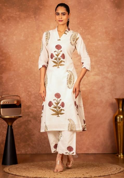 Multicolor Printed Cotton Salwar Kameez