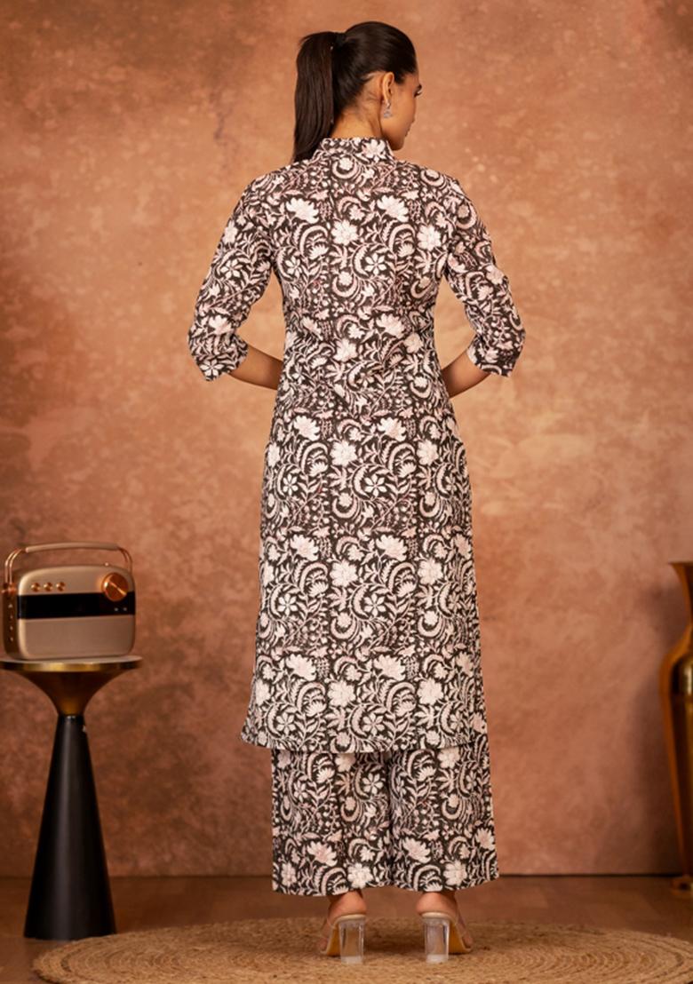 Black Printed Cotton Salwar Kameez