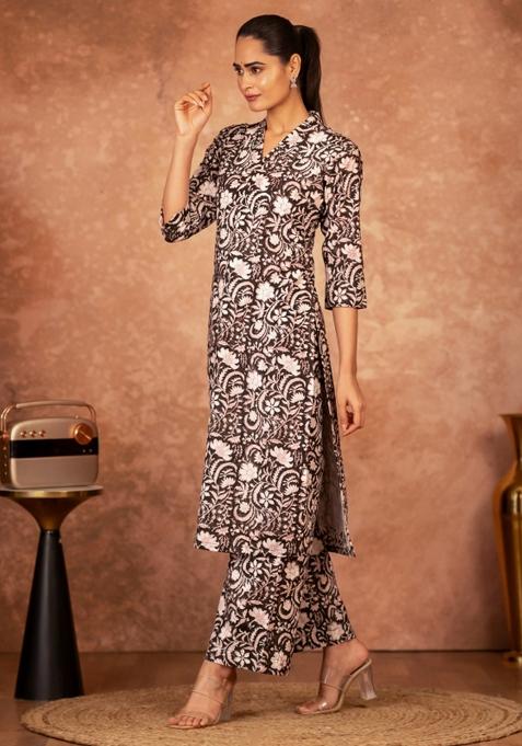 Black Printed Cotton Salwar Kameez