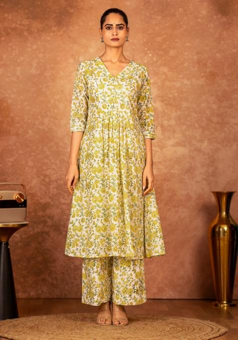 Multicolor Printed Cotton Salwar Kameez With Dupatta