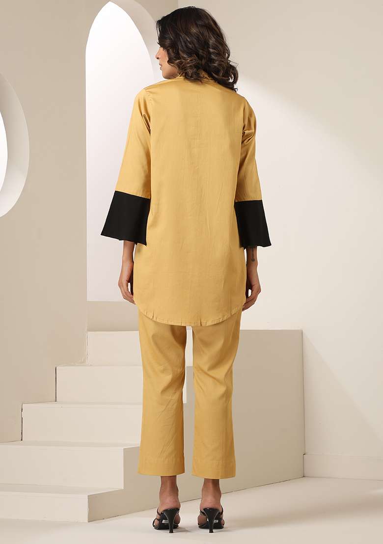 Brown Solid Cotton Co Ord Set - Indya