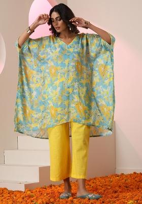 Multi Embroidered Crepe Kaftan Set