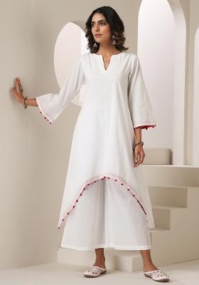 White Embroidered Mulmul Salwar Kameez