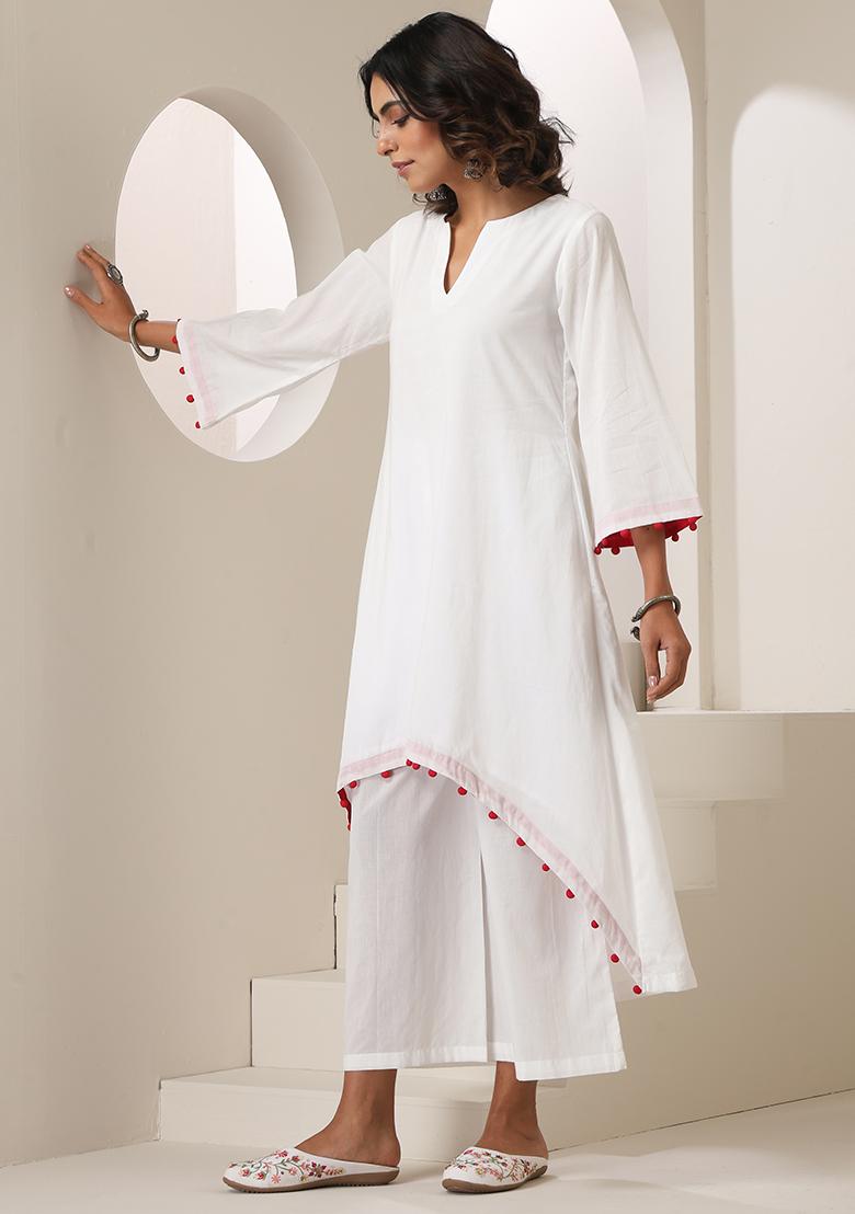 White Embroidered Mulmul Salwar Kameez